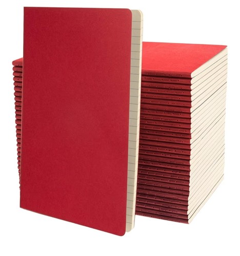 Red lined notebook journal - red,