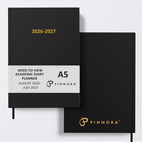 Black academic diary week - black,