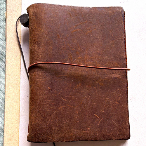 Midori brown leather - leather, a5